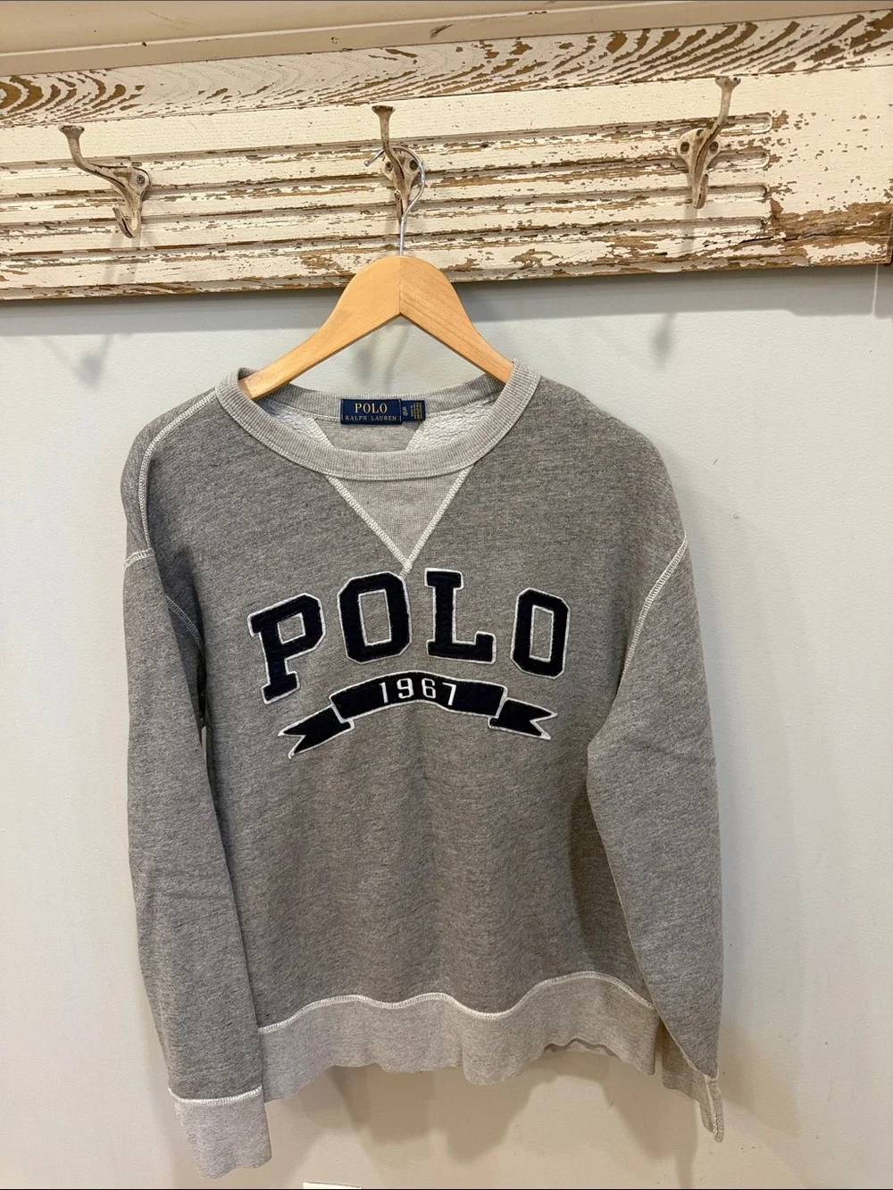 Polo by Ralph Lauren Heather Gray 'POLO 1967' Crewneck Sweatshirt